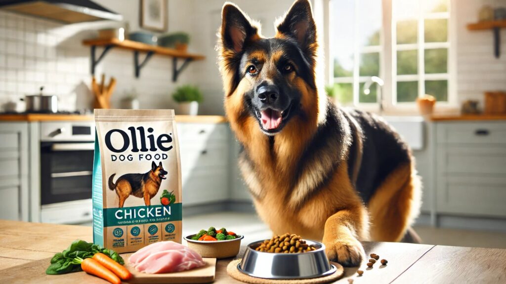 German Shepherd eating Ollie dog food - top benefits and key advantages